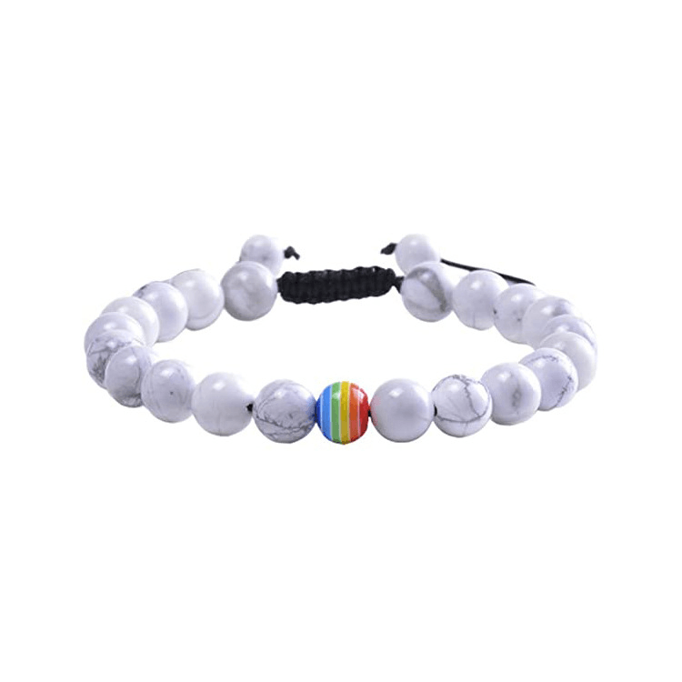 white pride bracelet with rainbow 