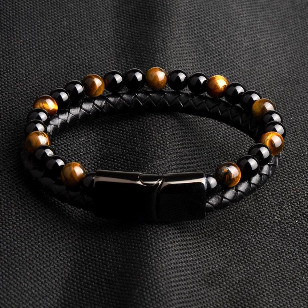 Stainless steel bracelet brown 