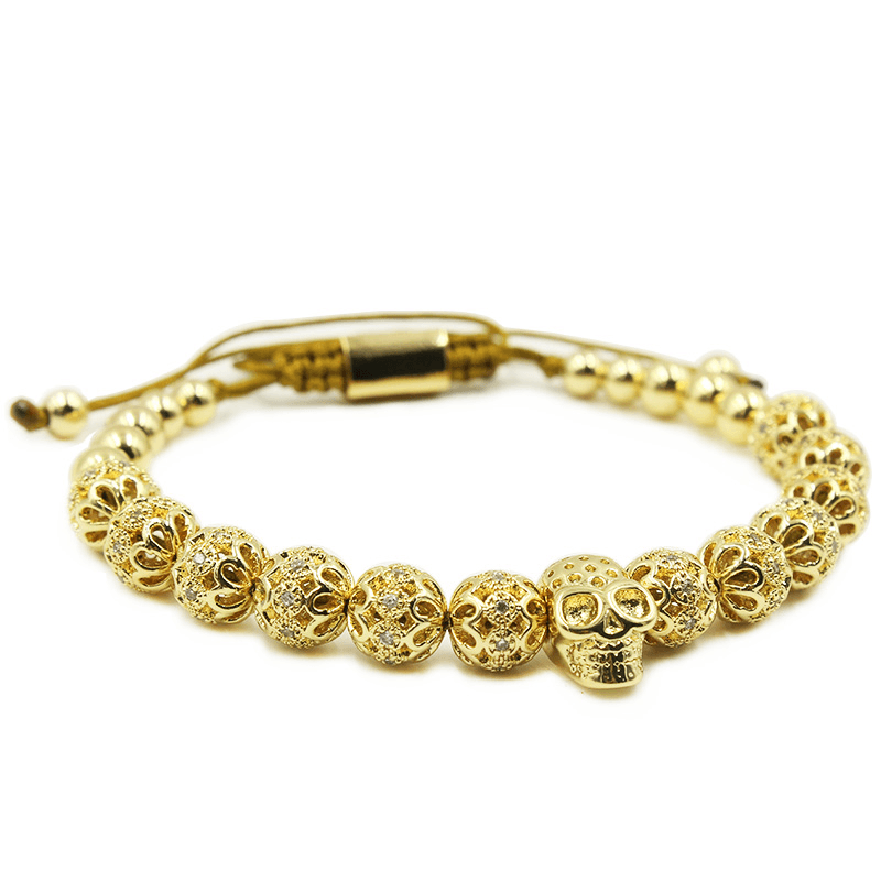 gold skull bracelet for men