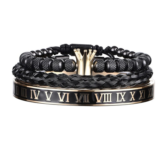 luxury royal crown bracelet for men 3 piece set 