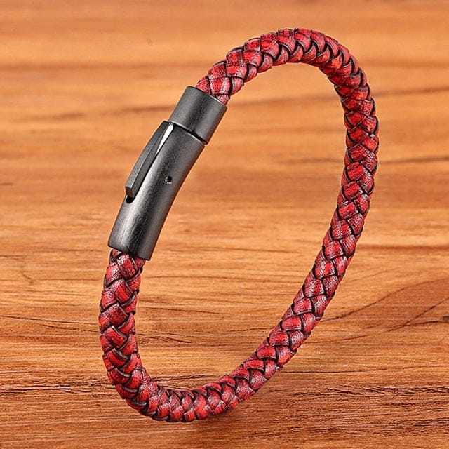 red leather bracelet for men